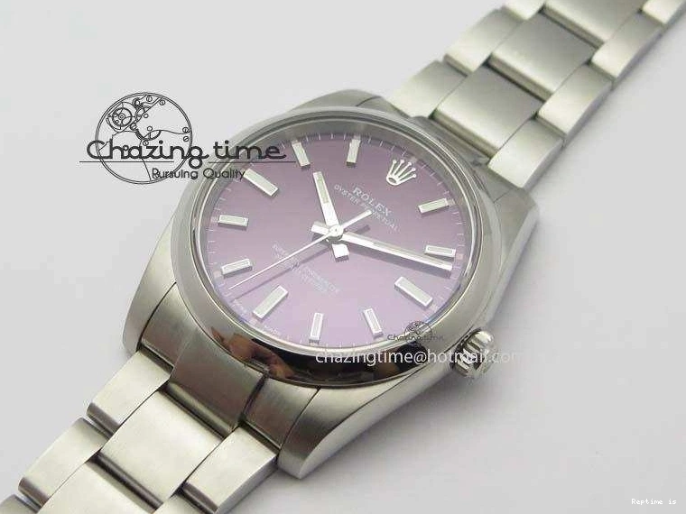 1225 Oyster Perpetual 34mm Ladies 114300 1:1 Best Edition Red Grape Dial On SS Bracelet A ZeroBulk 3802